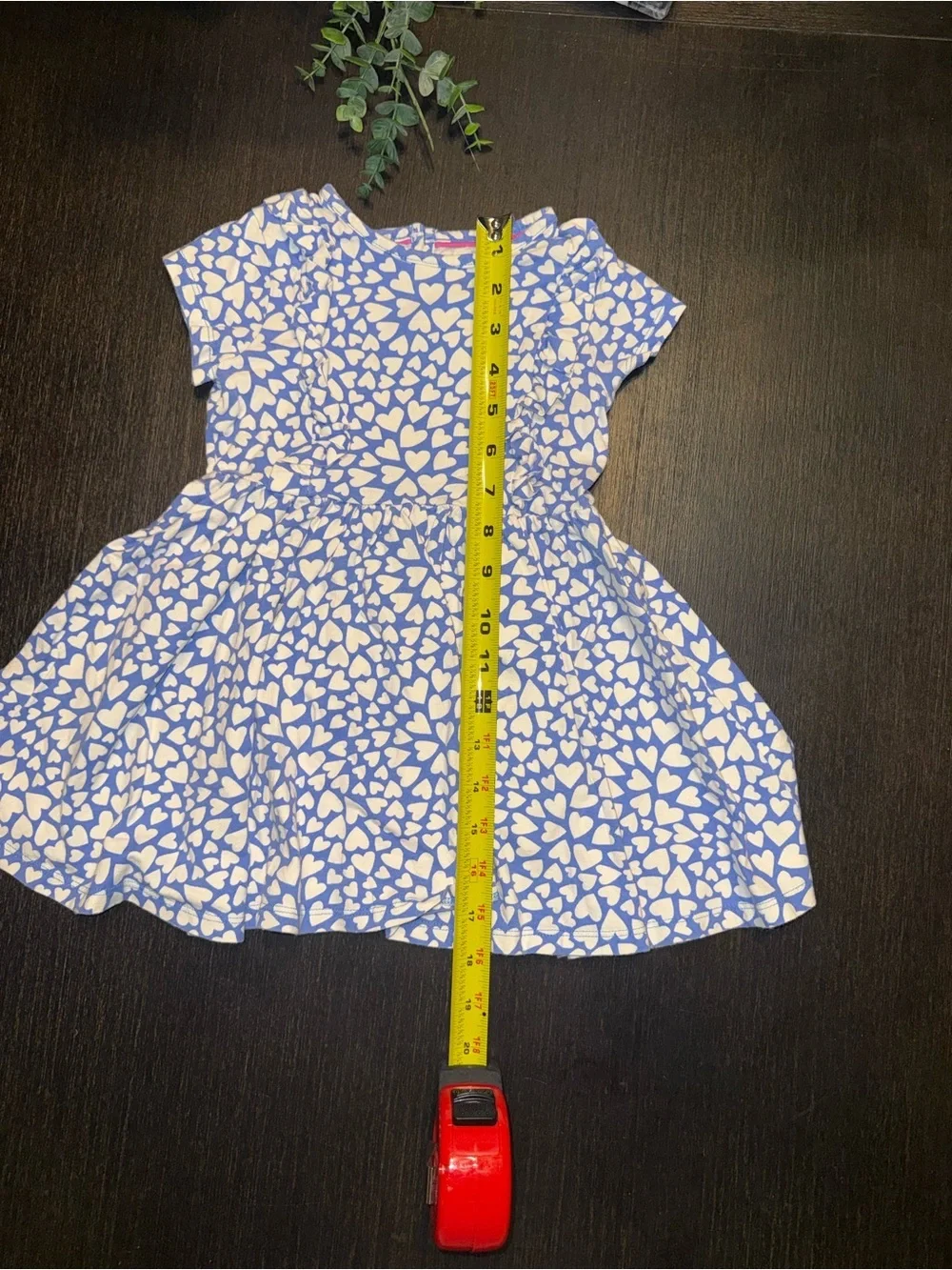 Mini Boden Blue and White Heart Ruffle Dress